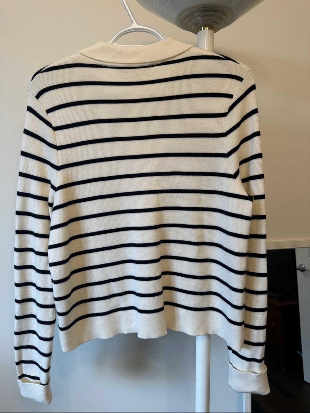 La Maille Sézane écru and black Striped Button-Up Knit Sweater Betty Cardigan - Picture 4 of 7